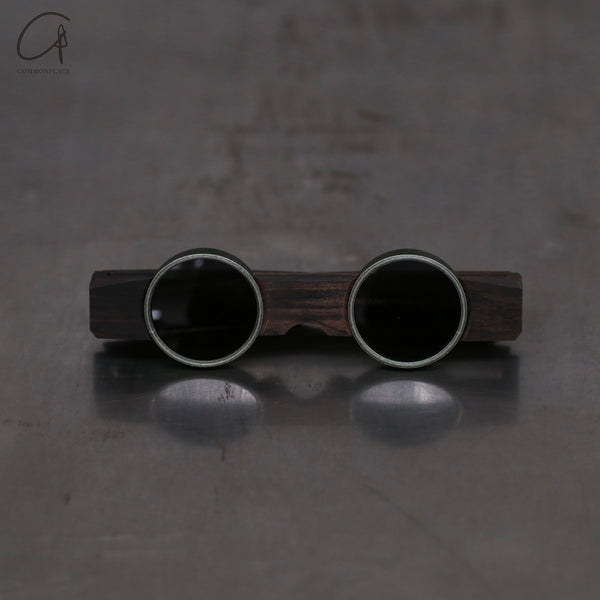 Rigards X UMA WANG Joint Work Wood Frame Glasses RG00UW2 Series Collection RG-RG00UW2-HMGLSH Black Wood × Olive Frame Dark Gray